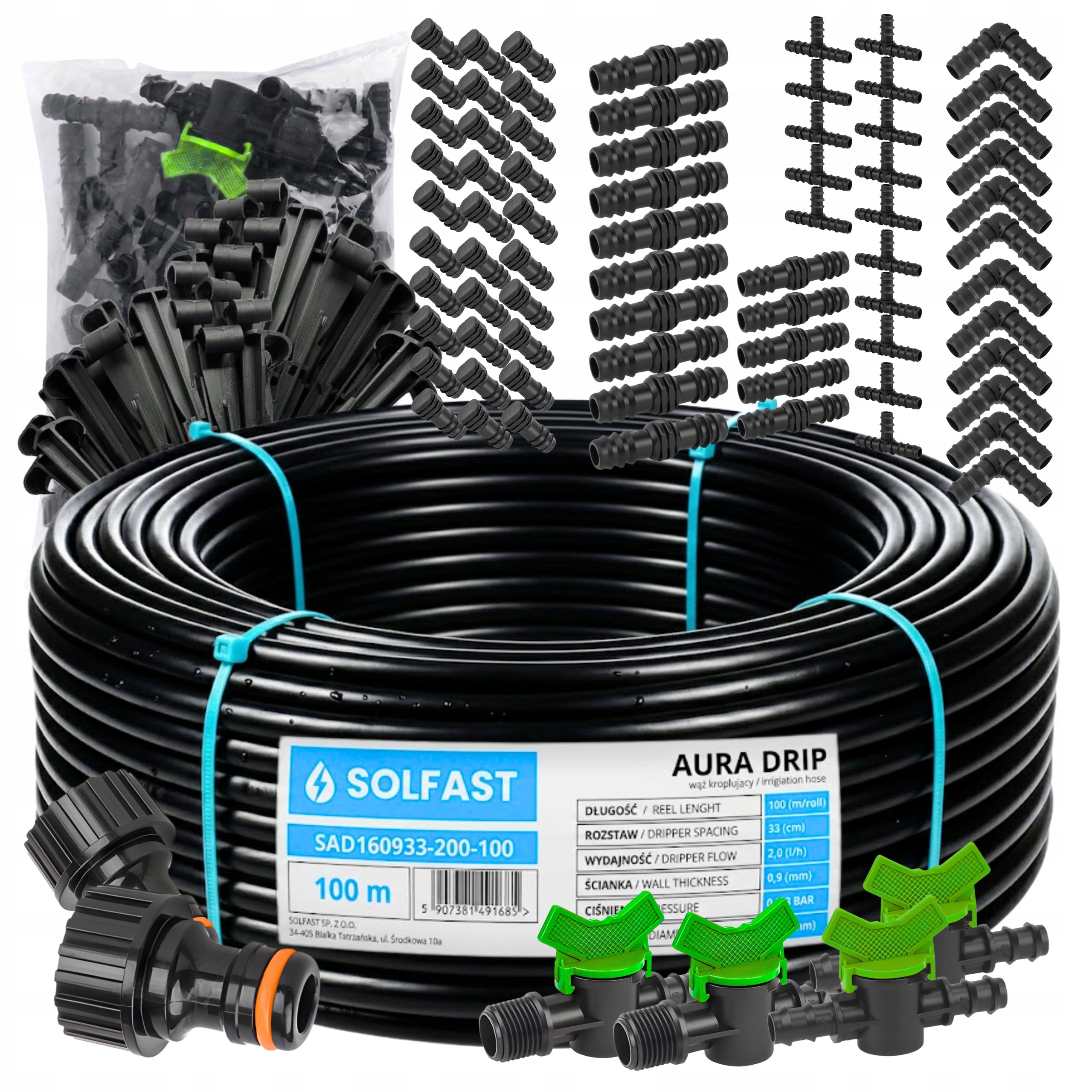 DRIP LINE 100m SET OF 181 ELEMENTS IRRIGATION DRIP HOSE PIPE Packaging status original