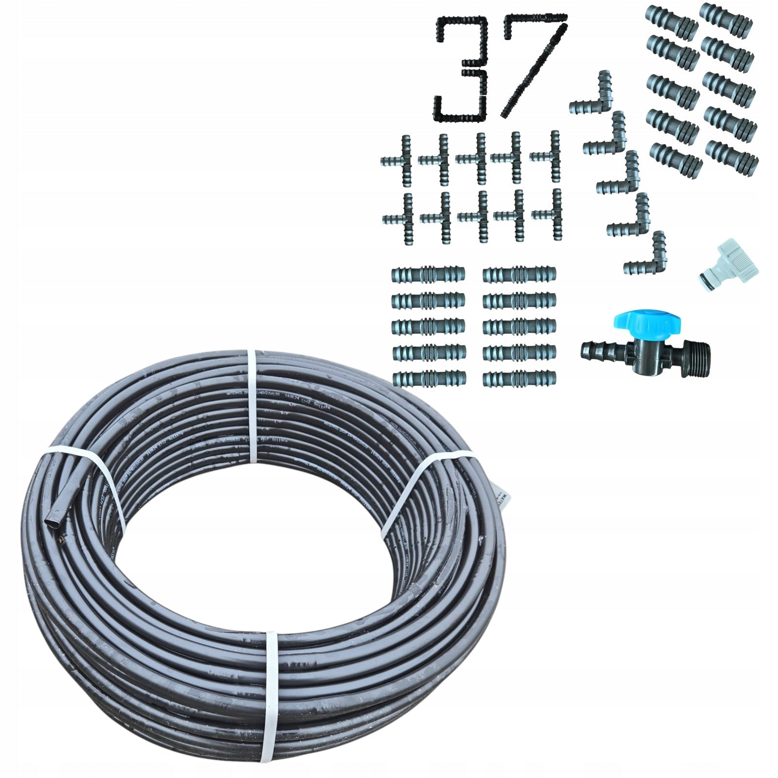 DRIP LINE 25 METERS DRIP HOSE WITHOUT COMPENSATION + 37 ACCESSORIES