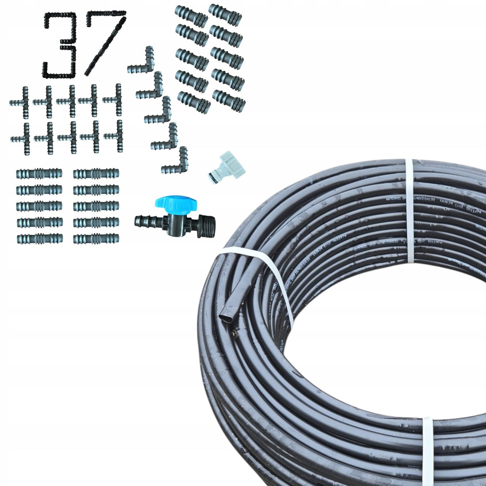 DRIP LINE 50 METERS DRIP HOSE WITHOUT COMPENSATION + 37 ACCESSORIES