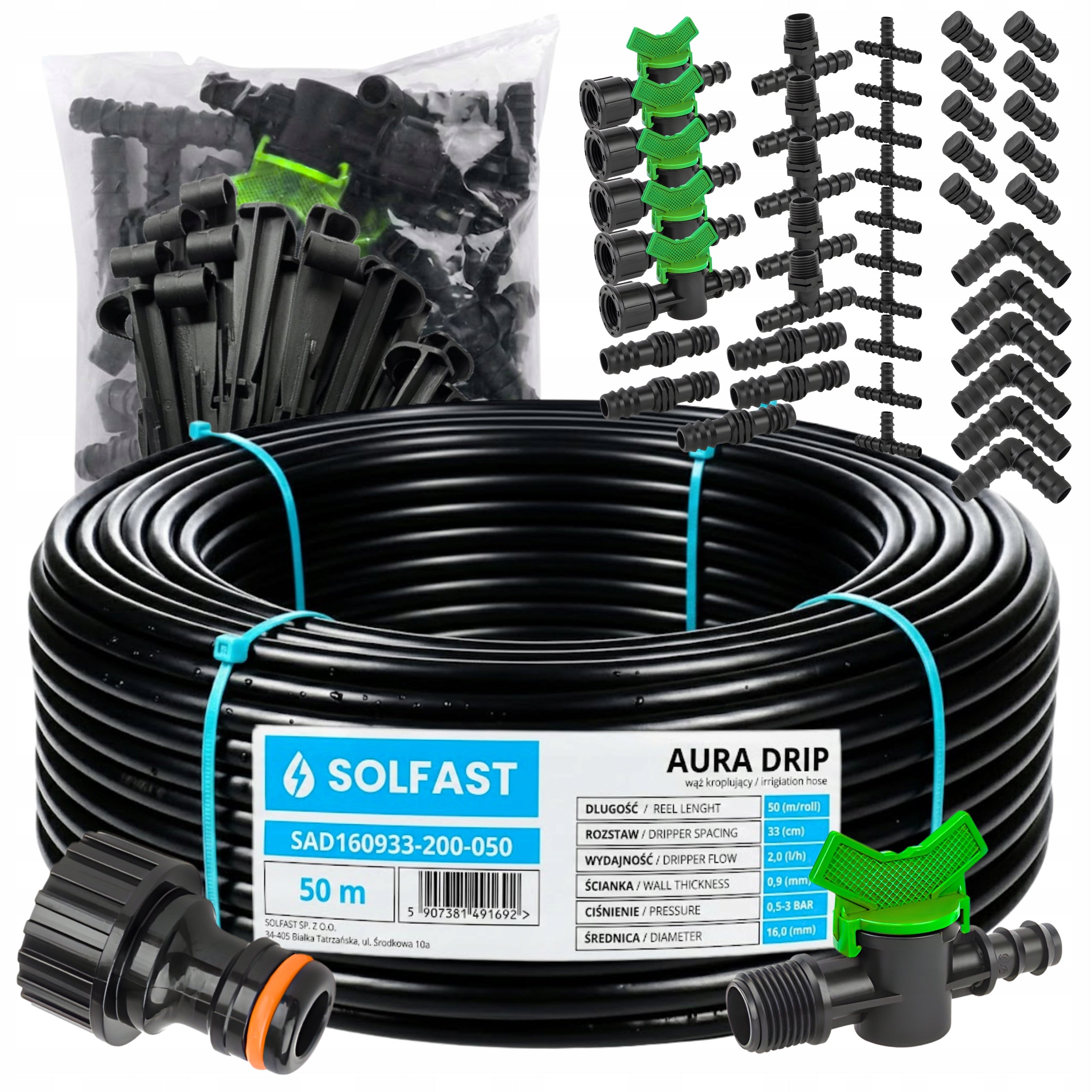 DRIP LINE 50 m DRIP IRRIGATION SET 92 EL. SYTEM HOSE PIPE