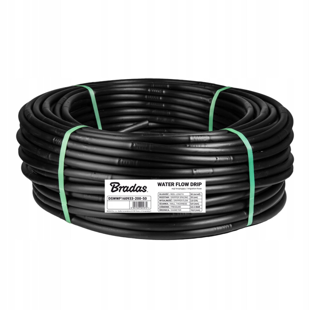 DRIP LINE DRIP HOSE 16mm / 33 cm FOR IRRIGATION 50m BRADAS Packaging status original