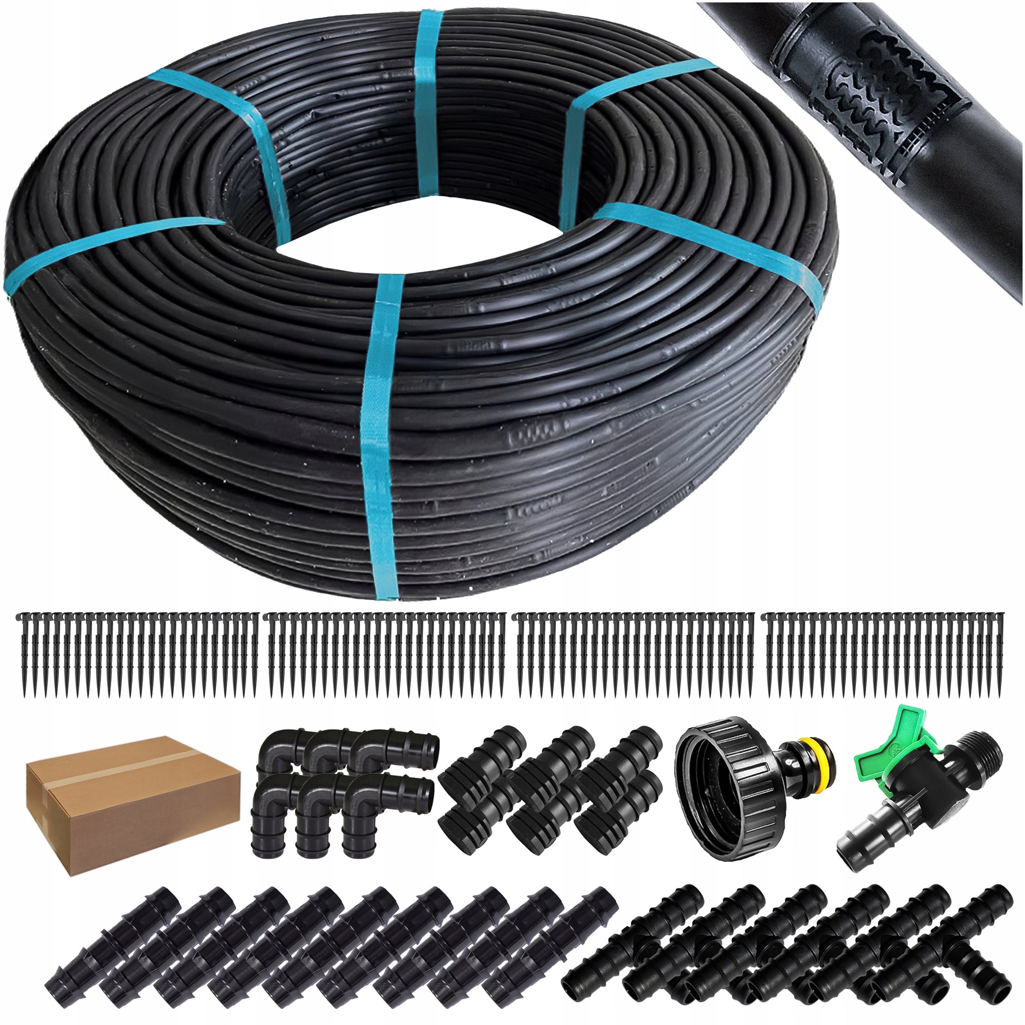 DRIP LINE DRIP IRRIGATION 50m + 76 elements Sweating hose