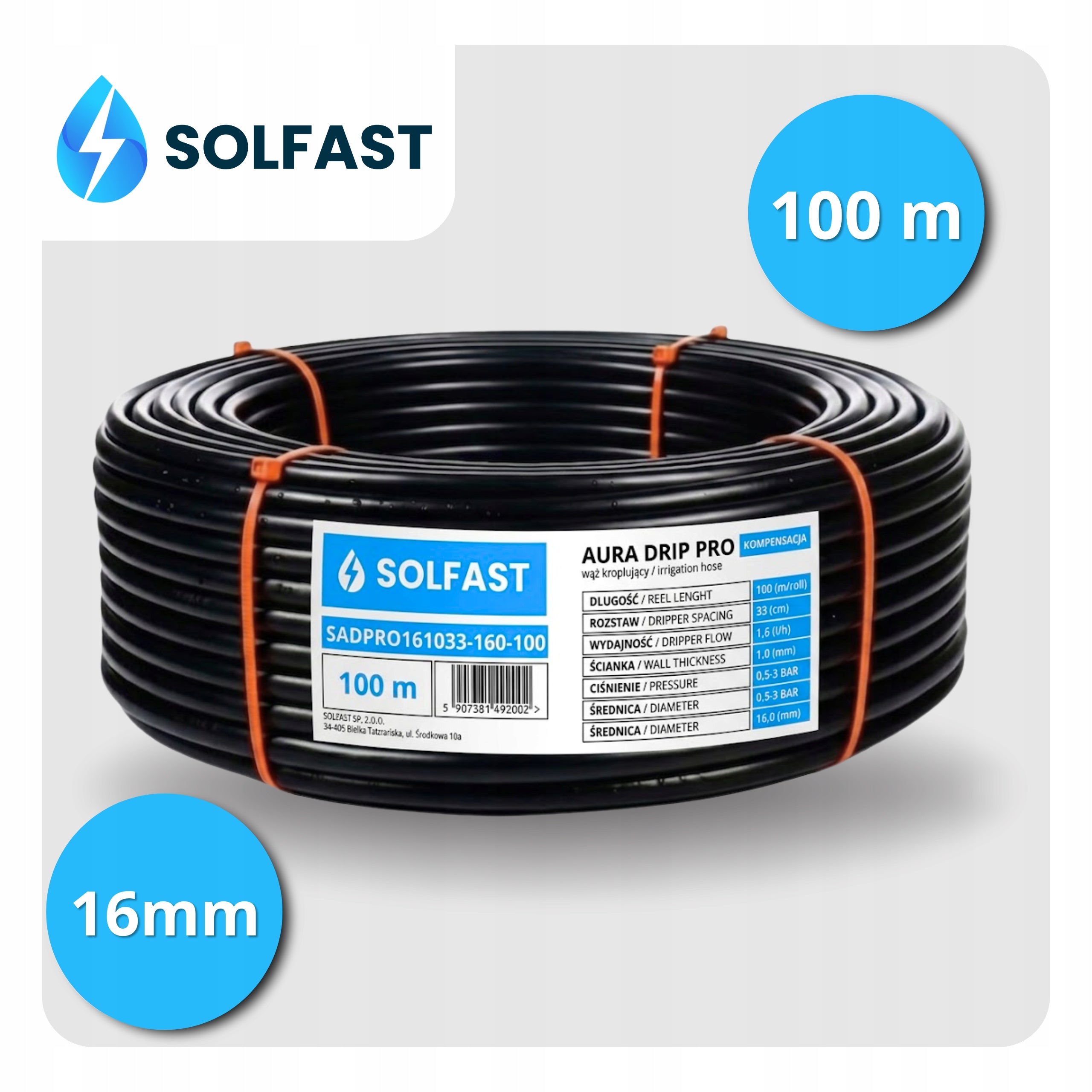 DRIP LINE WITH COMPENSATION 100 m DRIP IRRIGATION 181el. HOSE PIPE Packaging status original