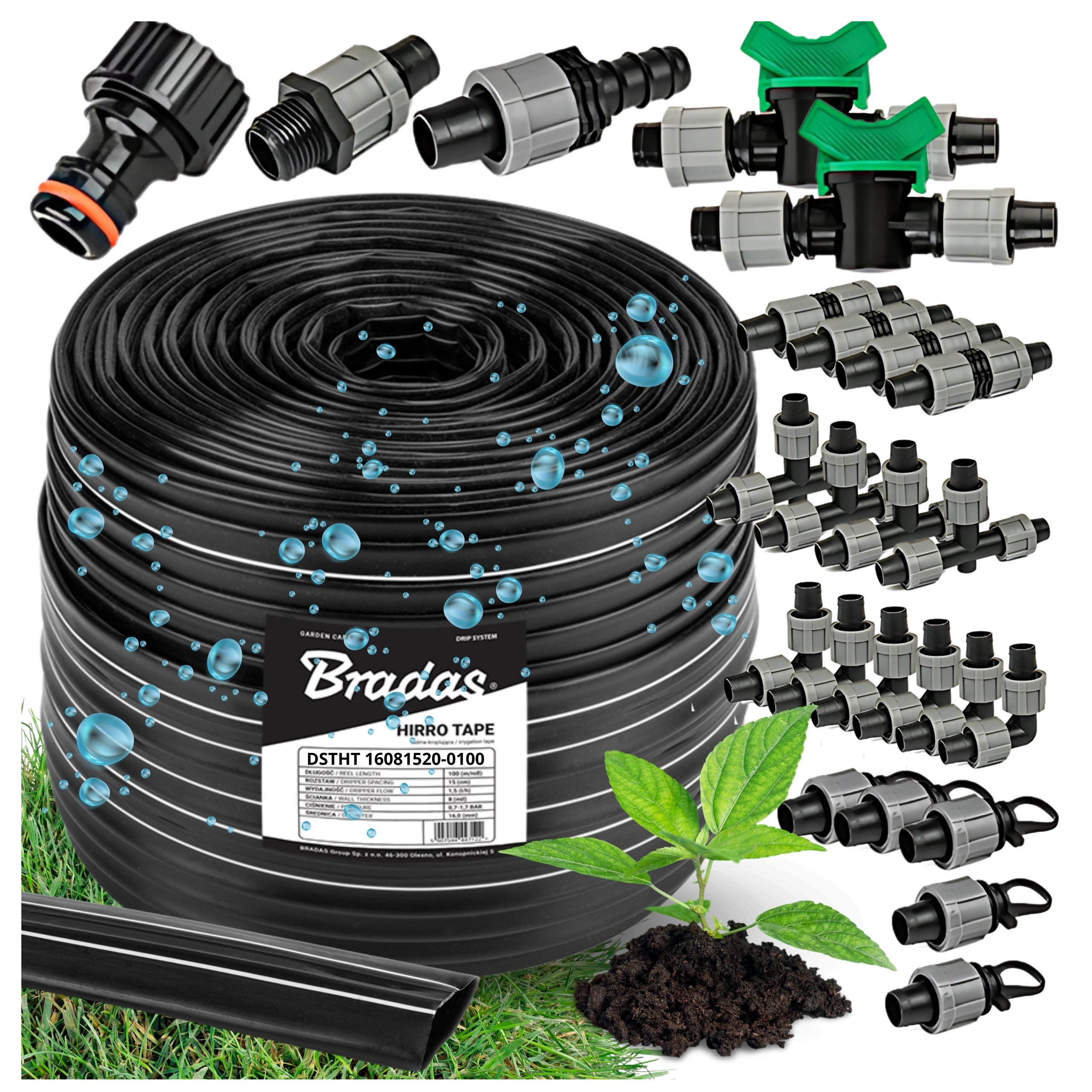DRIP TAPE 20CM LINE 100M DRIP IRRIGATION HOSE SET BRADAS