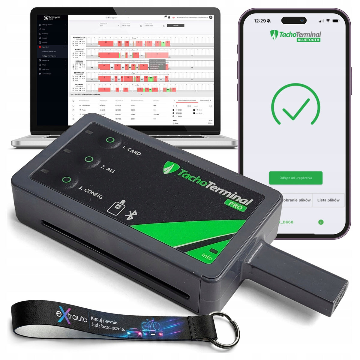DRIVER CARDS AND TACHOGRAPHS READER G2V2 TACHOTERMINAL PRO 3 BT APP +LEAD