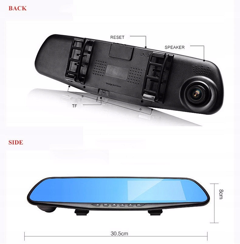 DRIVING RECORDER REVERSING CAMERA IN MIRROR 4LED Memory card included none