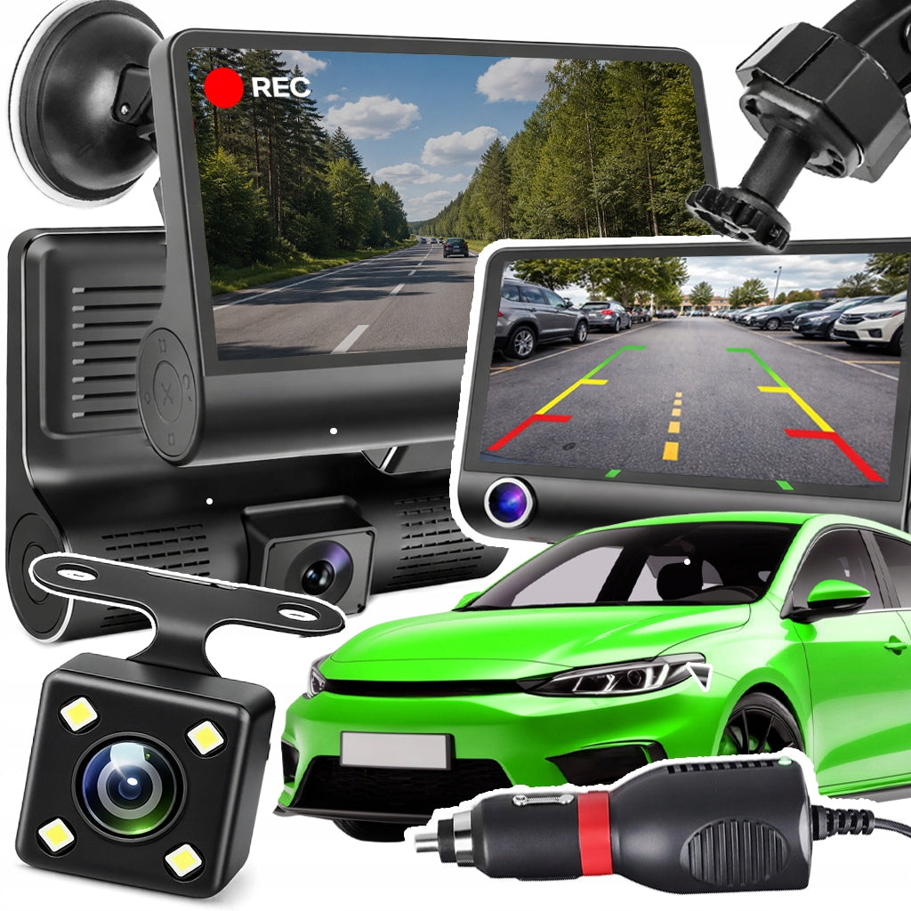 DRIVING RECORDER VIDEO RECORDER 5Mpx 3 FULL HD CAMERAS + REVERSING CAMERA