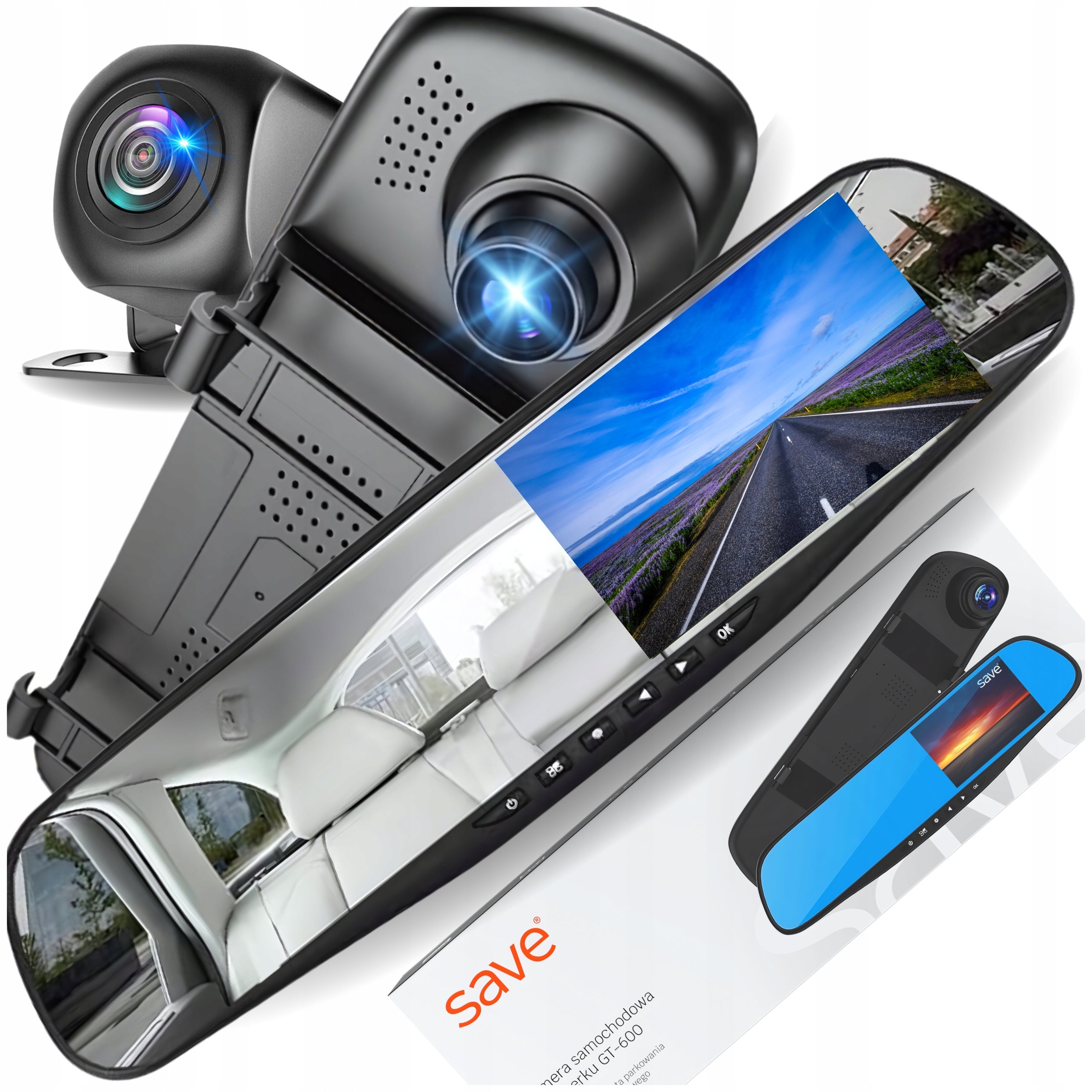 DRIVING VIDEO RECORDER IN MIRROR CAR CAMERA REVERSING RECORDER