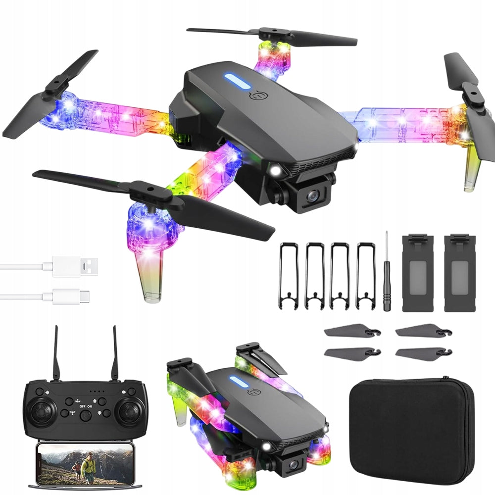 DRONE 2 CAMERAS LED WIFI START WITH ONE BUTTON POLYGONAL BEAUTY PHOTOS