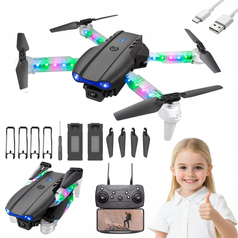 DRONE E99D WITH HD WIFI CAMERA RANGE 100M LED LIGHT ARMS 2 BATTERIES