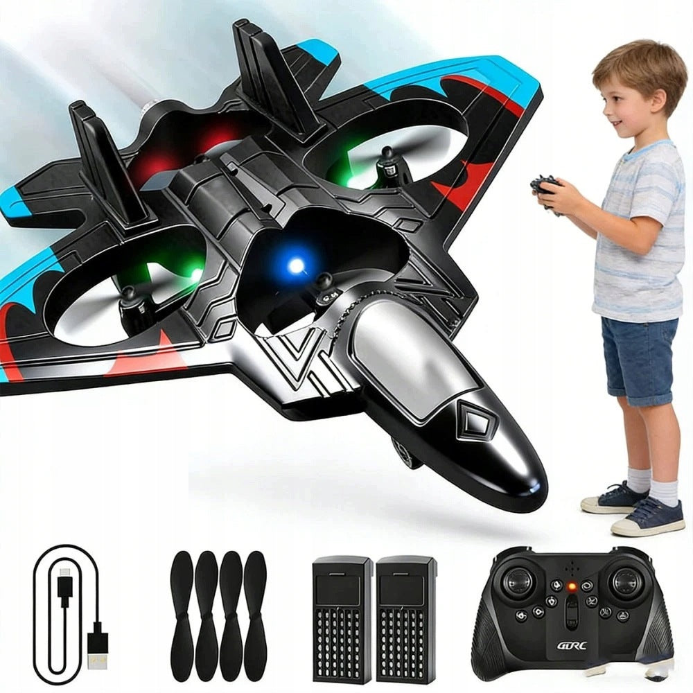 DRONE FIGHTER RC LED + PILOT HIT AIRPLANE REMOTE CONTROLLED JET