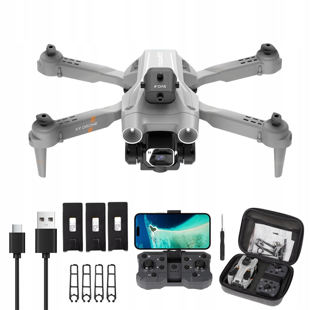 DRONE K9 4K HD RETURN ONE CLICK HOVER 100M WITH 2x CAMERA 3x BATTERY