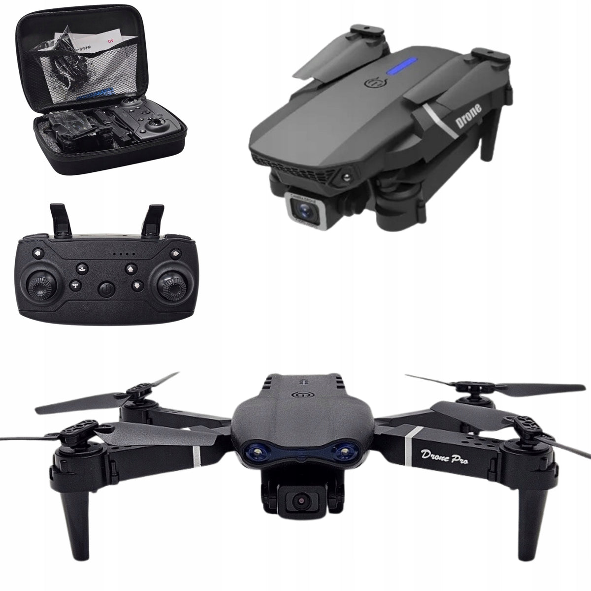 DRONE PRO WIFI CAMERAS HOVER 250M 3 BATTERIES E88 PRO TRAINING TOY