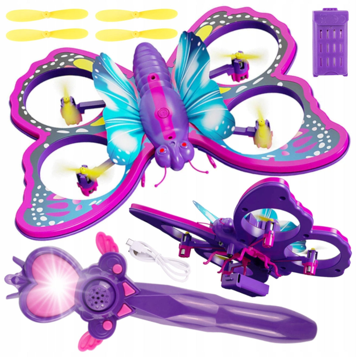 DRONE REMOTE CONTROLLED Flying Butterfly RC Remote Control Wand Purple Manufacturer code 4D-V40