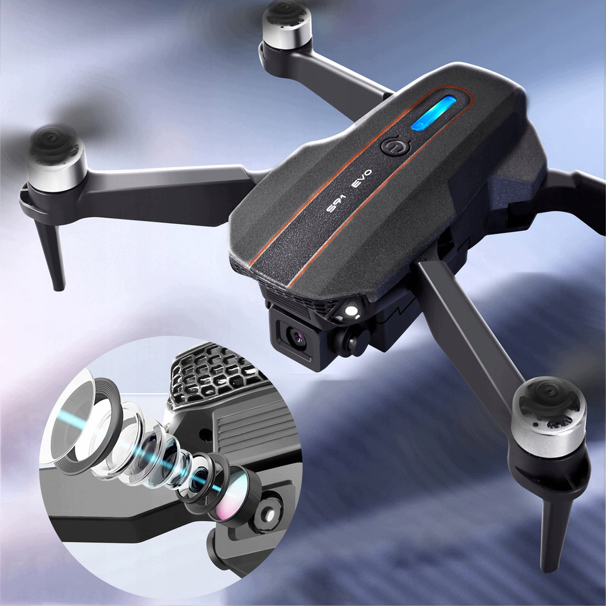 DRONE S91 2 CAMERAS WiFi BRUSHLESS MOTORS APP TOY HOVER Packaging status original