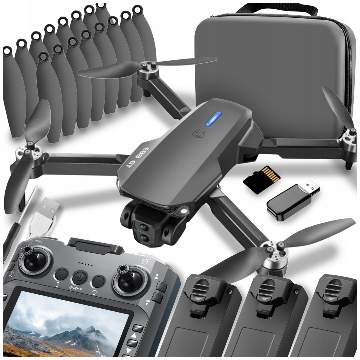 DRONE TOY CONTROLLER 2 cameras WiFi 3x AKU HOVER 300m BRUSHLESS 130G