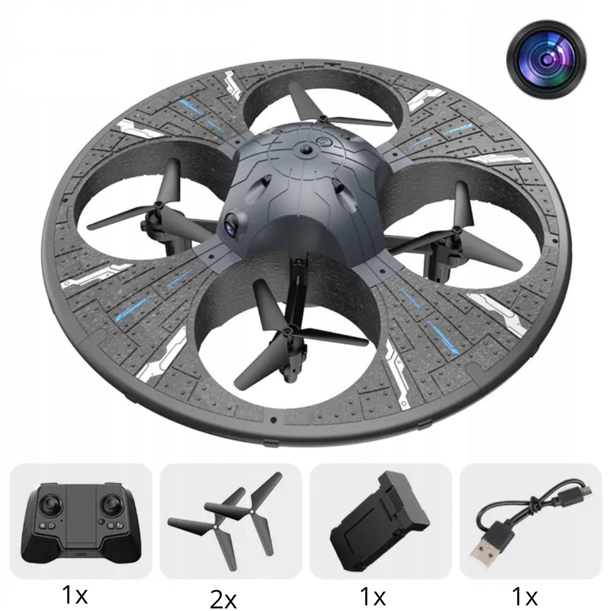 DRONE UFO WITH CAMERA FLYING SAUCER QUADROCOPTER TOY