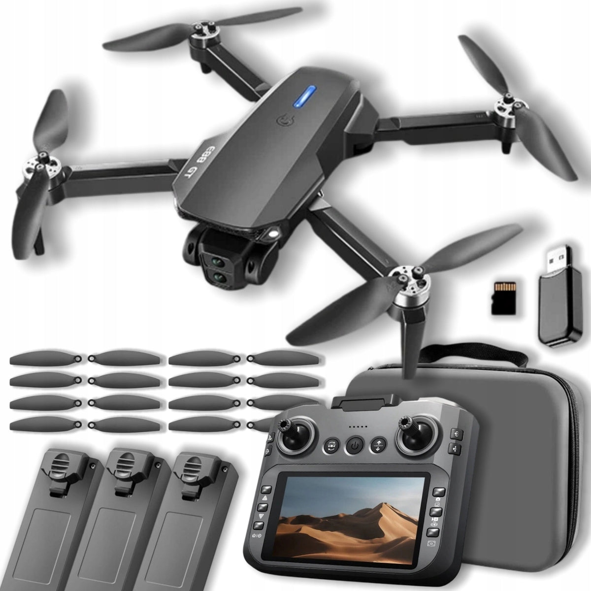 DRONE WINANQE E88 GT LCD DISPLAY 5' BRUSHLESS MOTORS 3xBATTERIES