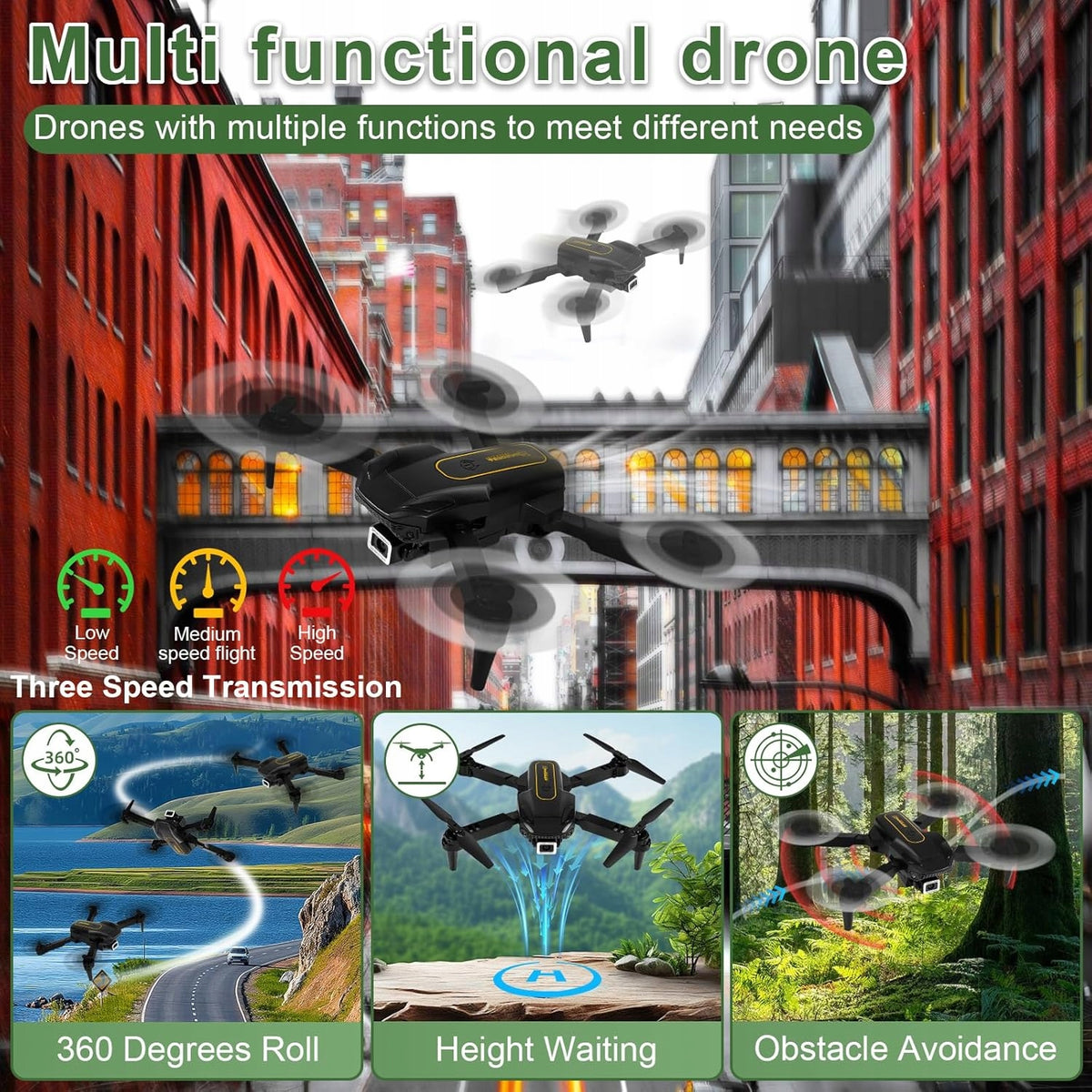 DRONE WITH 1080P CAMERA FOR KIDS MINI QUADCOPTER FOLDABLE Manufacturer code 5907094200963
