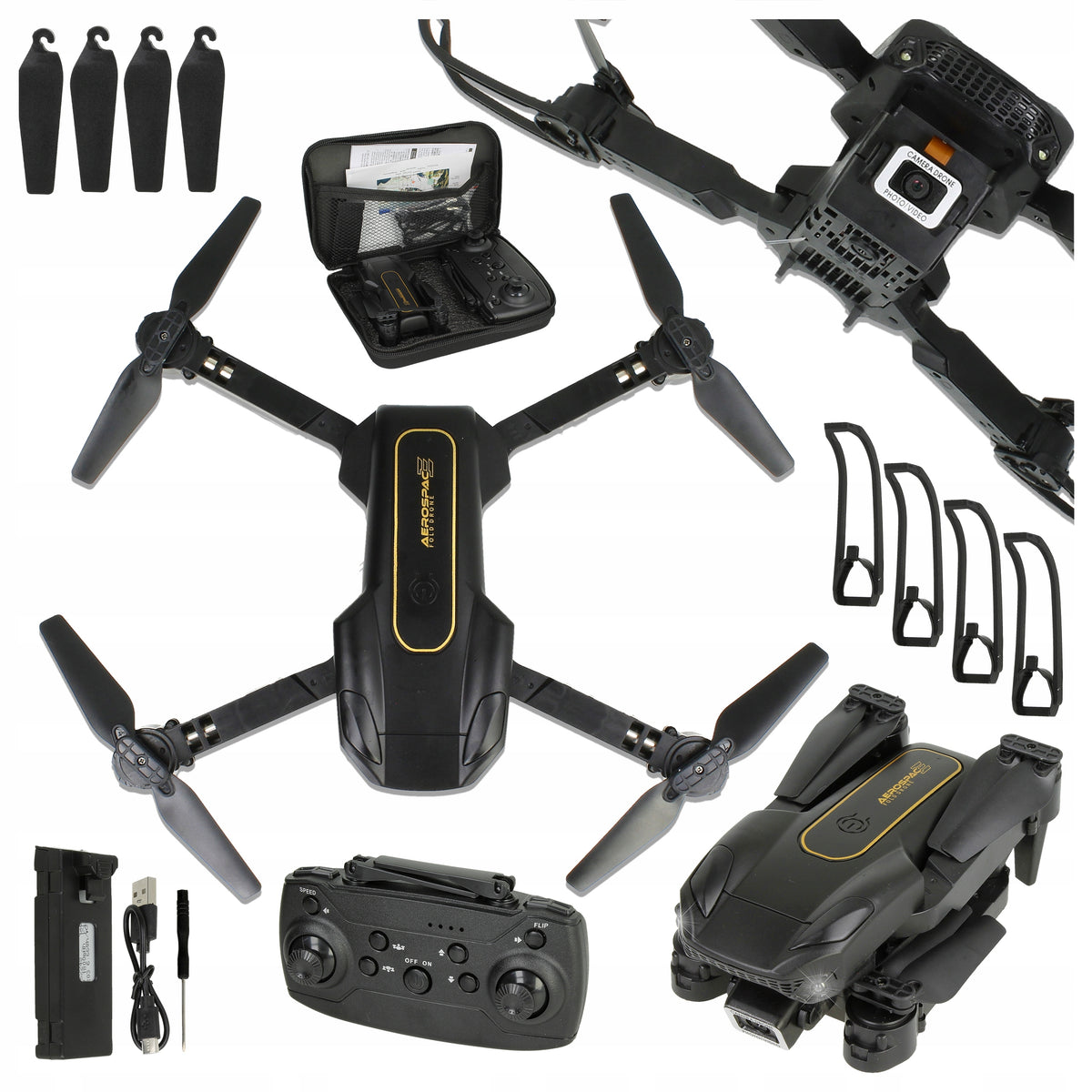 DRONE WITH CAMERA 2X WI-FI PHONE PREVIEW SPEED MODES HOVER LED COVER Packaging status original