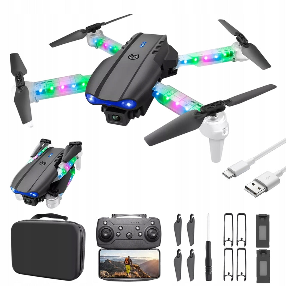 DRONE WITH CAMERA AND LED FOLDING WITH WIFI AND 3D FLIPS FUNCTION AND TWO BATTERIES