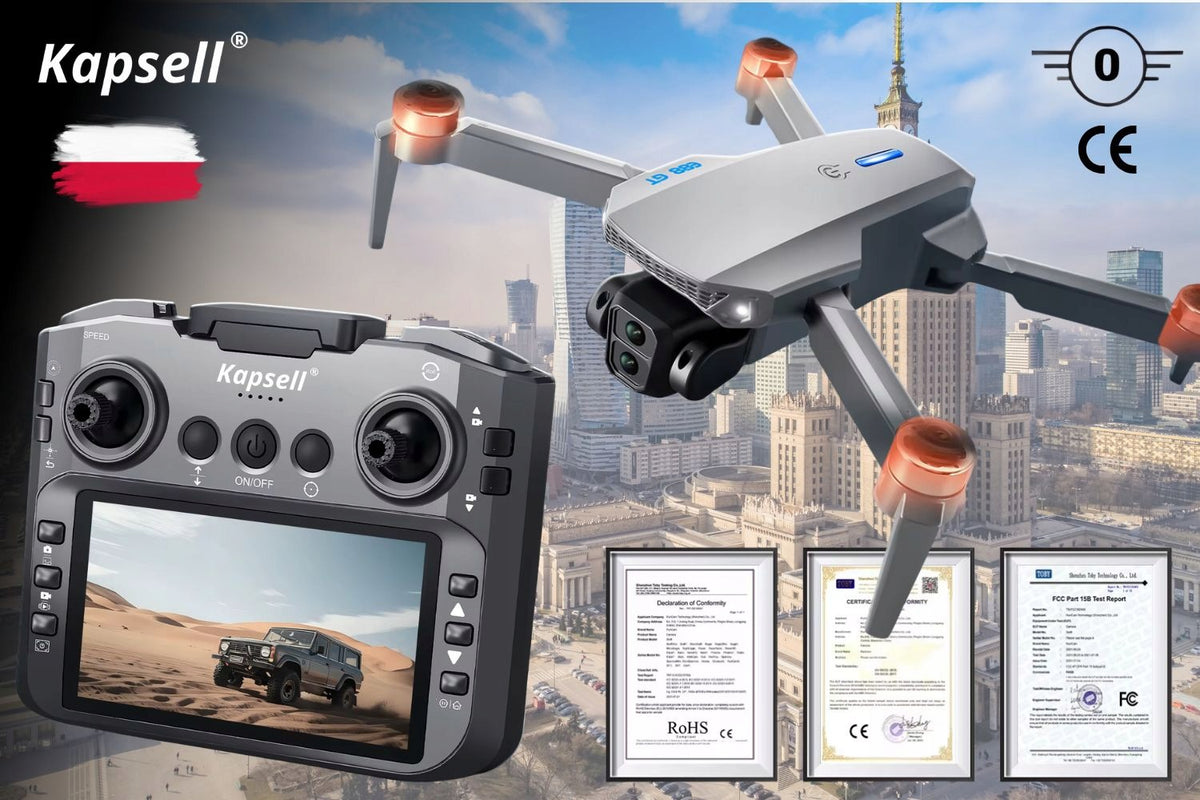 DRONE WITH CAMERA LCD DISPLAY 5' BRUSHLESS MOTORS 3 BATTERIES 8GB CARD Manufacturer code SILNIKI BEZSZCZOTKOWE 3 BATERIE KARTA 8GB