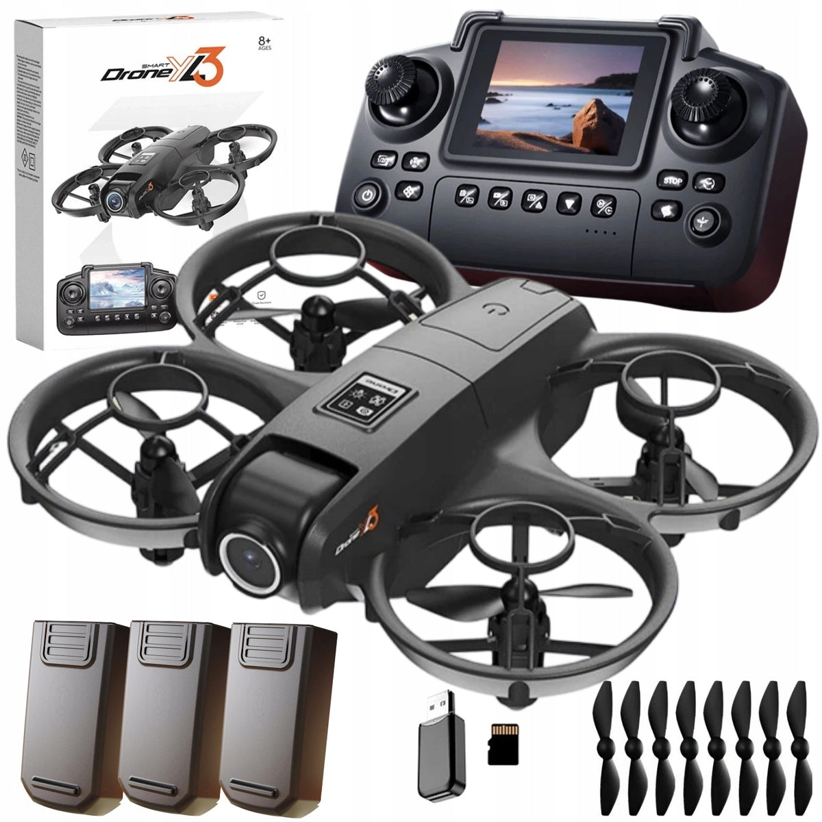 DRONE WITH CAMERA REMOTE CONTROL WIFI 120G BRUSHLESS 3x AKU RANGE 300m TOY