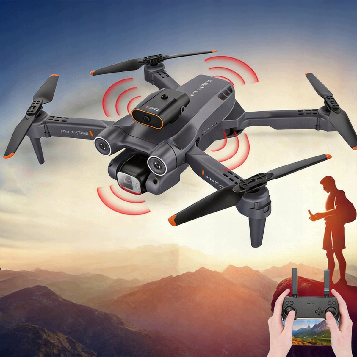 DRONE WITH TWO CAMERAS 720P FLIGHT 15MIN DISTANCE 150M PROPELLER GUARD GIFT Packaging status original