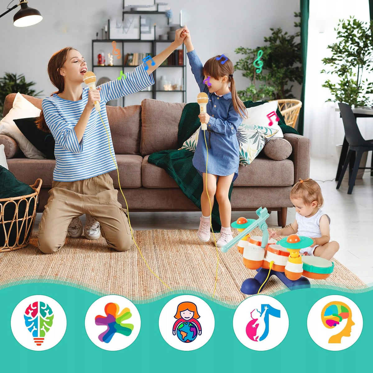 DRUM PERCUSSION 38CM+MICROPHONE INSTRUMENT FOR 1 YEAR OLD BOYS GIRLS GIFTS Kind drums