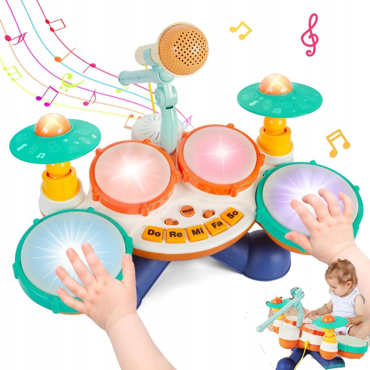 DRUM PERCUSSION 38CM+MICROPHONE INSTRUMENT FOR 1 YEAR OLD BOYS GIRLS GIFTS