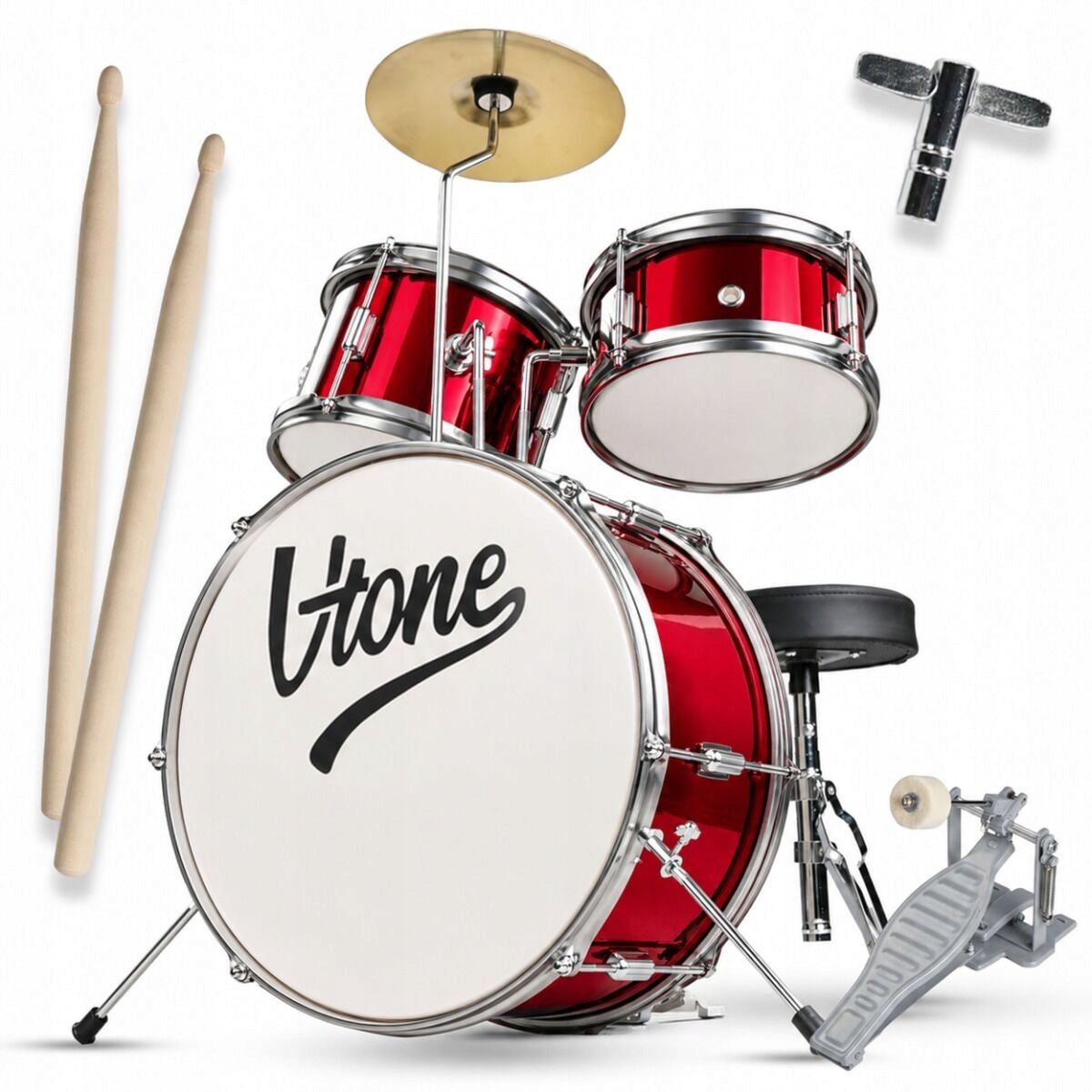 DRUMS FOR CHILDREN RED WOODEN SET METAL ACCESSORIES 2+ YEARS Packaging status original