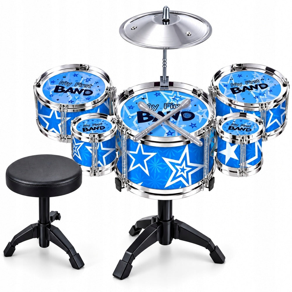 DRUMS WITH STOOL 5 DRUMS STICK PLATE Set DRUMS Highchair