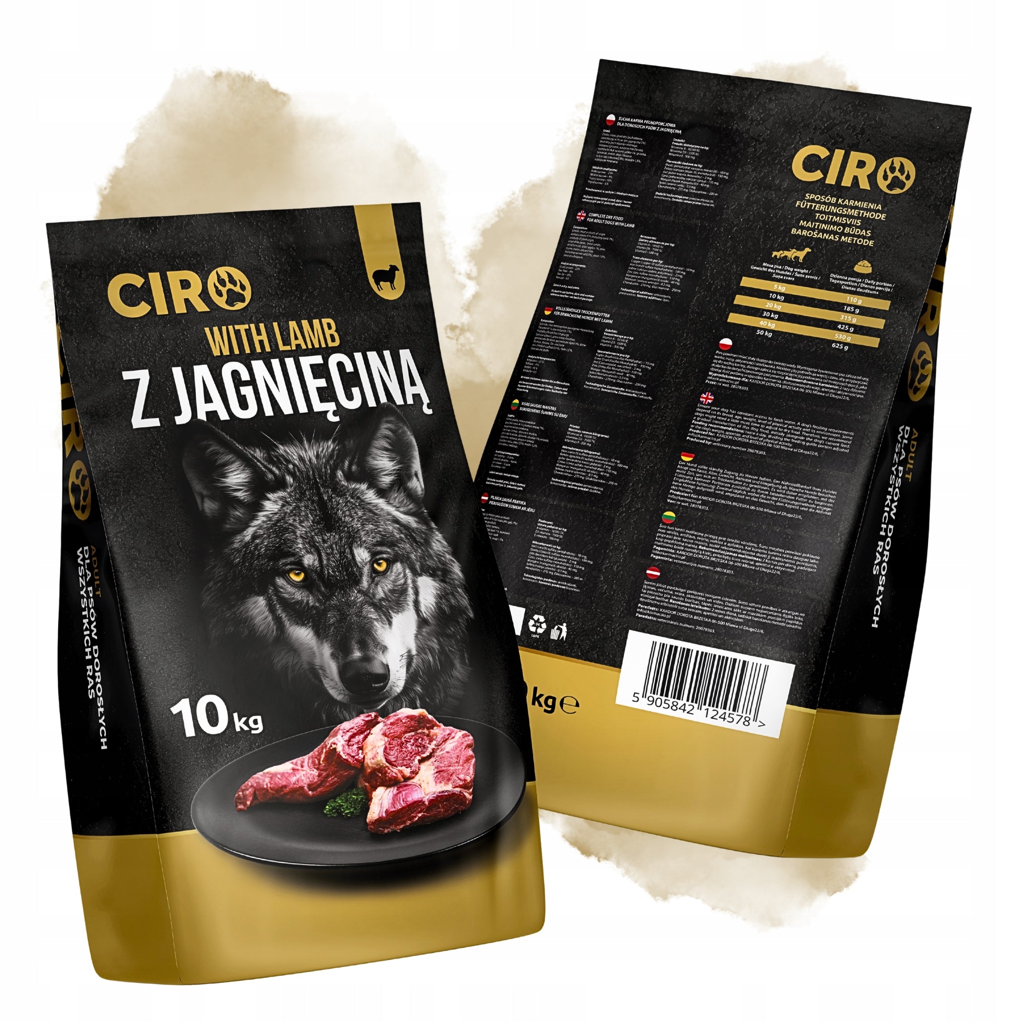 DRY DOG FOOD LAMB WITH VITAMINS LARGE BREED ADULT CIRO 10KG Manufacturer code pełnowartościowa sucha karma dla psa CIRO