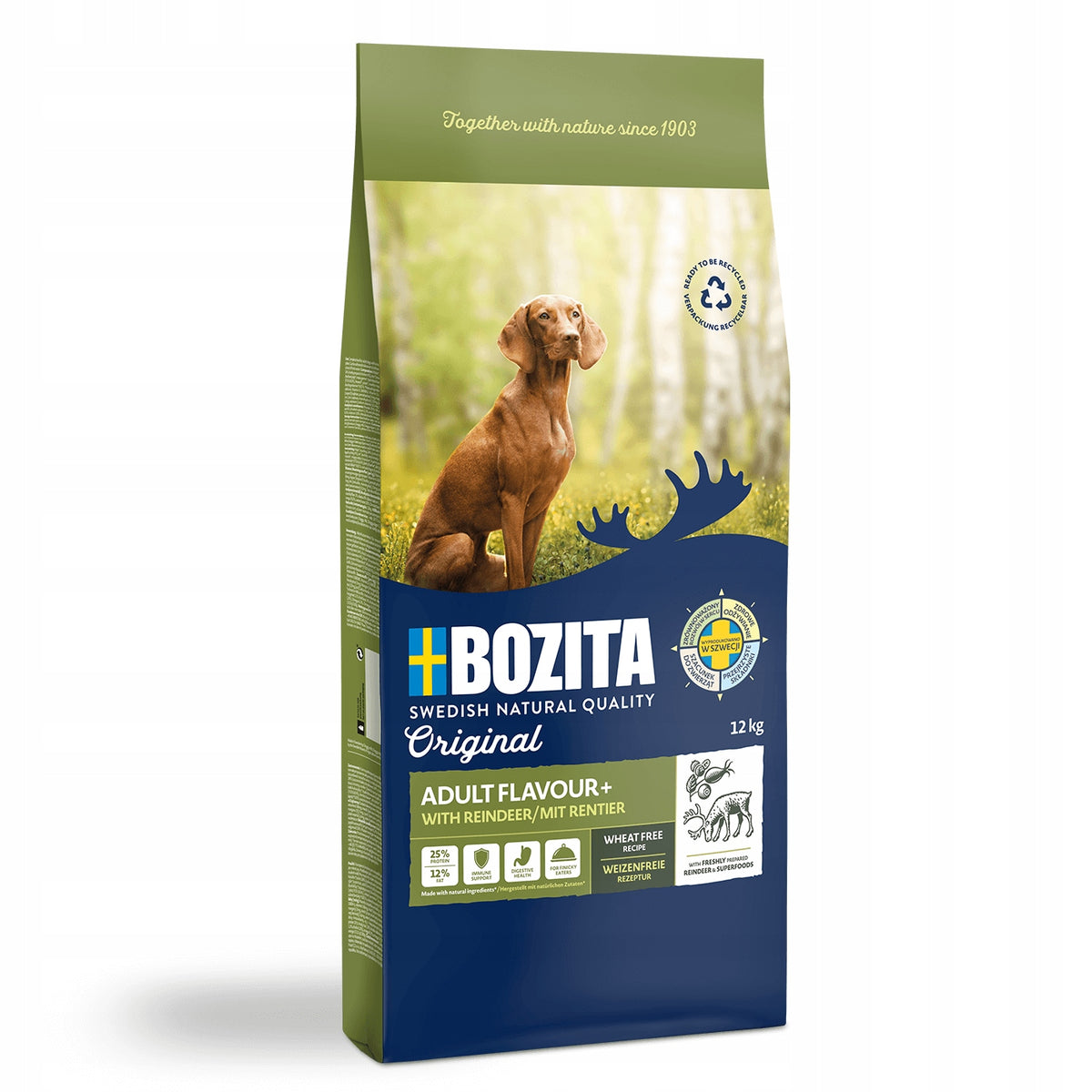 DRY FOOD FOR DOGS OF ALL BREEDS WITH REINDEER WITHOUT GRAINS BOZITA 12 KG Manufacturer code 7311030414327