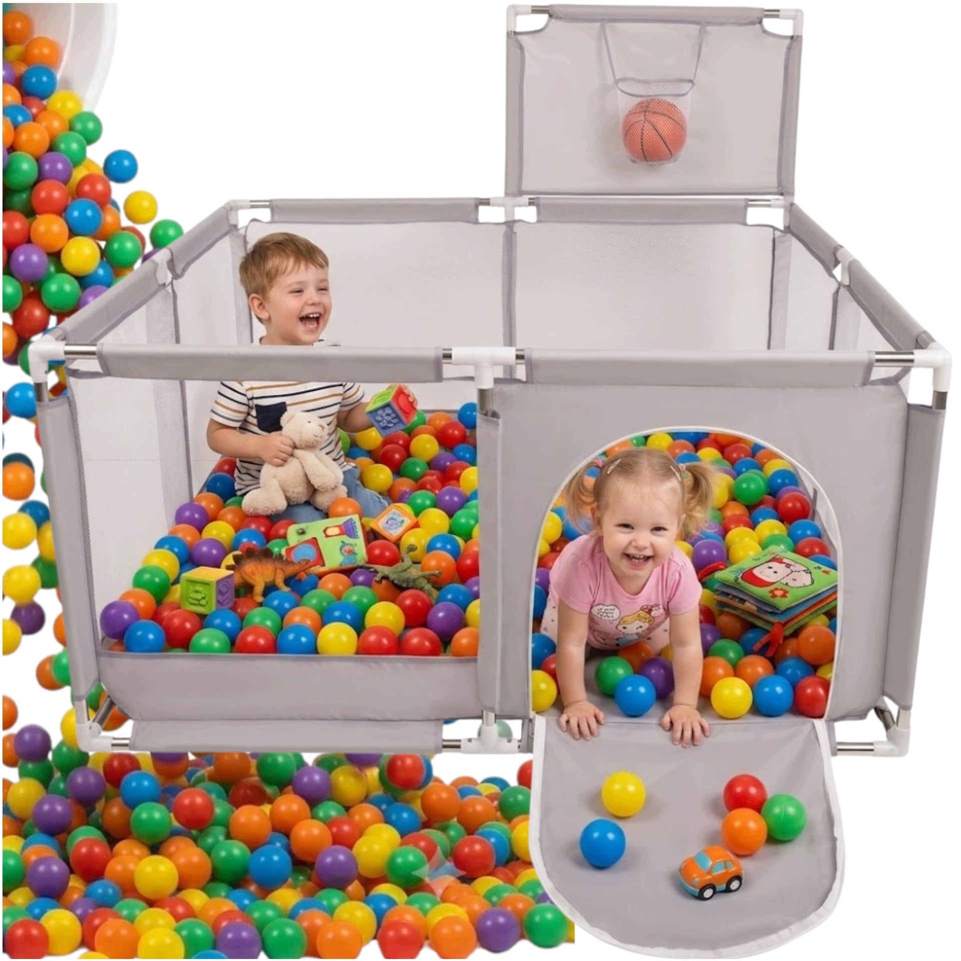 DRY FRAME POOL CLOSED WITH BASKETBALL AND VISIBLE MESH Playpen LARGE