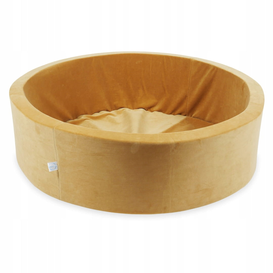 DRY POOL without balls PLAYPEN for children 110x30cm Velvet Soft Carmel round