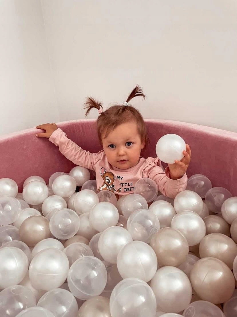 DRY POOL without balls PLAYPEN for children 90x30cm Velvet Soft Pink round Brand Mimii