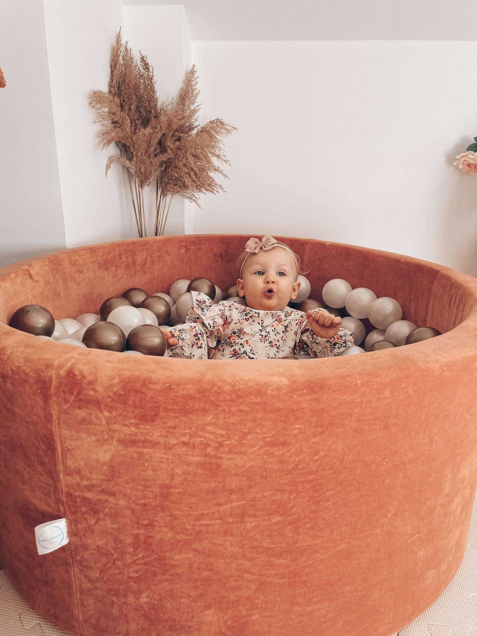 DRY POOL without balls PLAYPEN for children 90x40cm Soft Canyon Clay round Brand Mimii