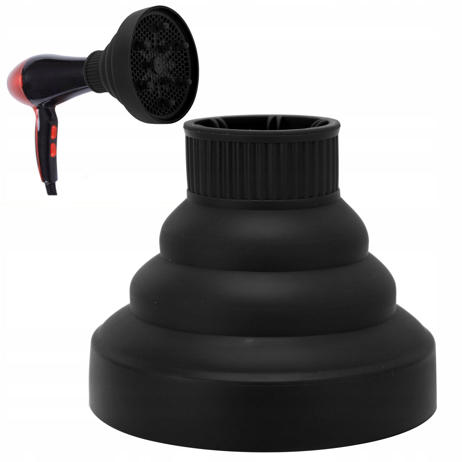 DRYER DIFFUSER UNIVERSAL FOLDING BLACK SILICONE