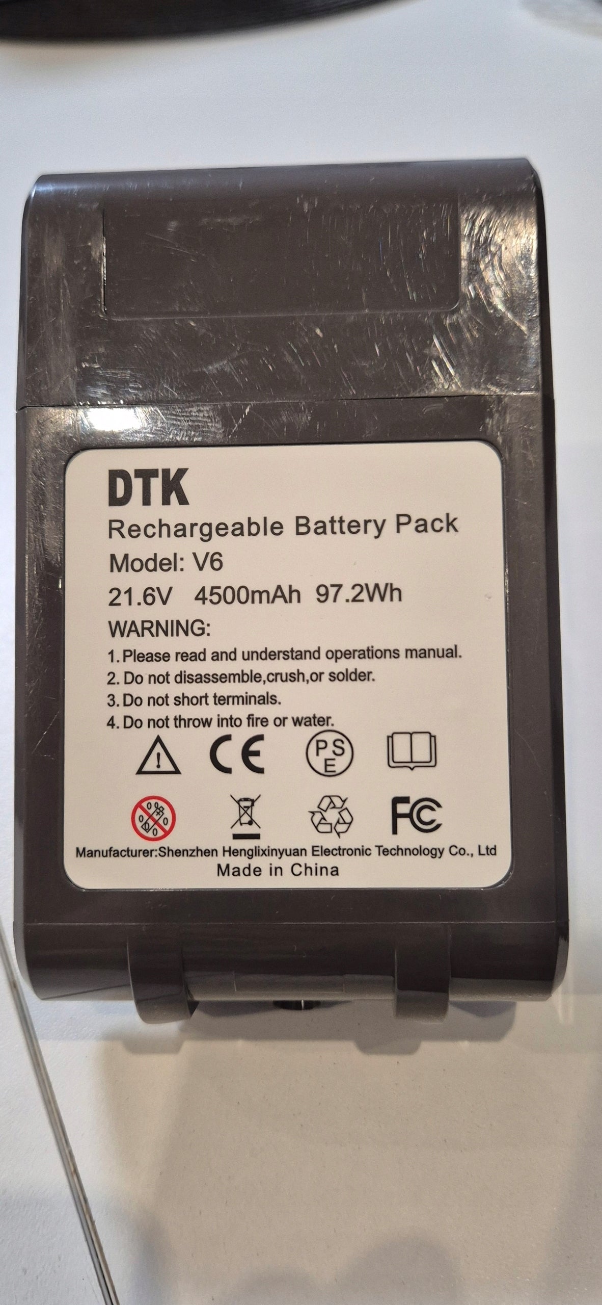 DTK REPLACEMENT BATTERY FOR DYSON V6 VACUUM CLEANER Manufacturer code DYD626EUR