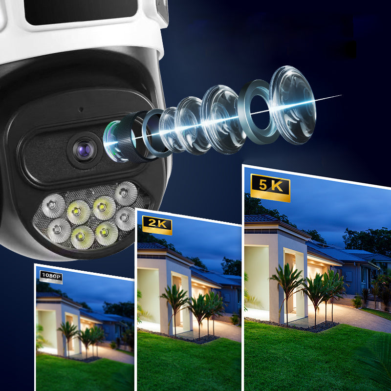 DUAL CAMERA 2X5MP 5GHz OUTDOOR ROTATING IP WIFI ALARM DETECTION WHITE Model PODWÓJNA KAMERA PRO 2X5MP 6X DETEKCJA ALARM BIAŁA