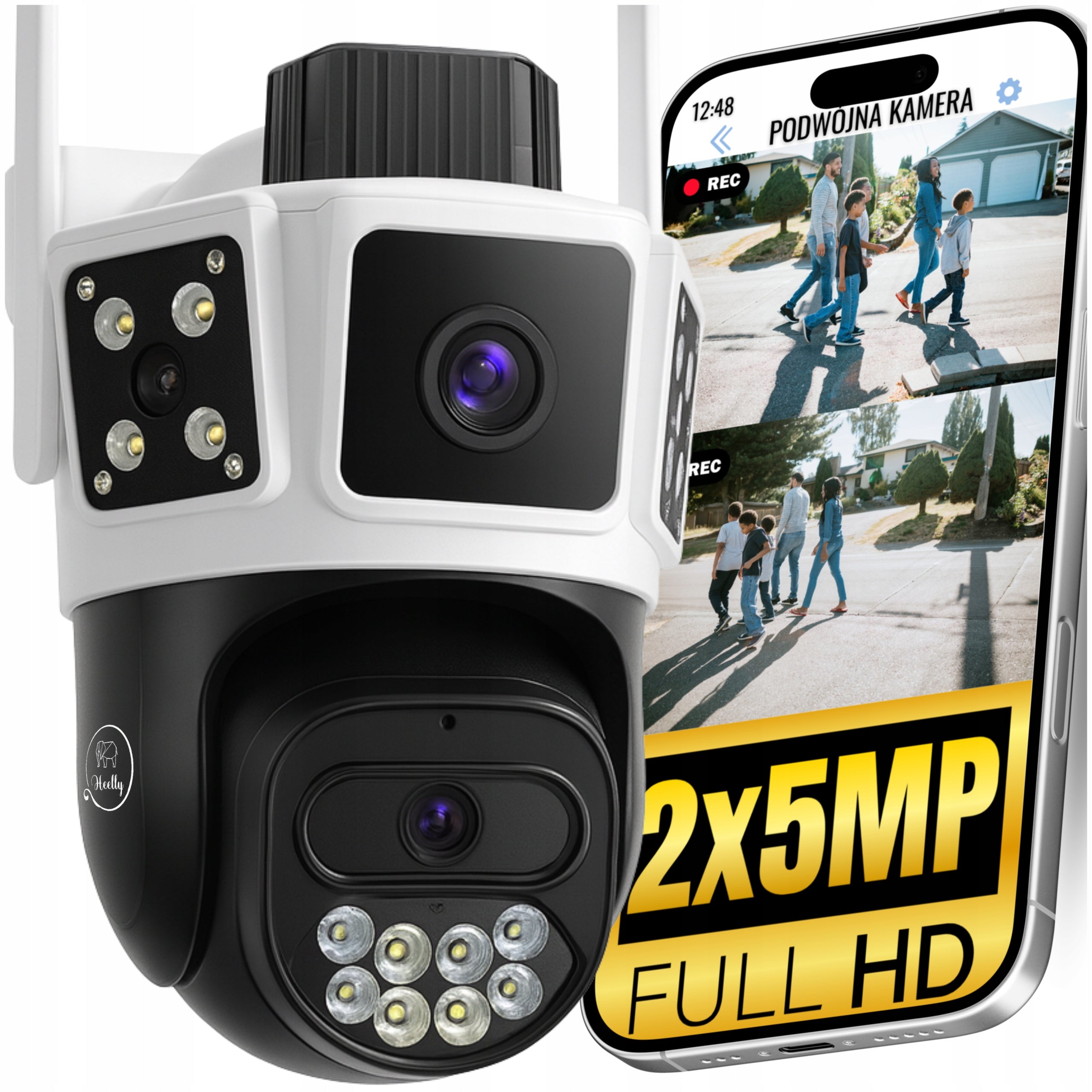 DUAL CAMERA 2X5MP 5GHz OUTDOOR ROTATING IP WIFI ALARM DETECTION WHITE