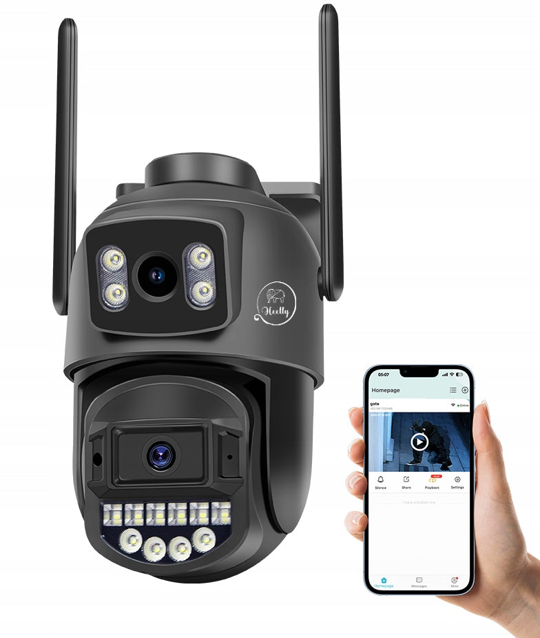 DUAL CAMERA 2X5MP ZOOM OUTDOOR ROTATING IP WIFI ALARM DETECTION FHD Batteries included no