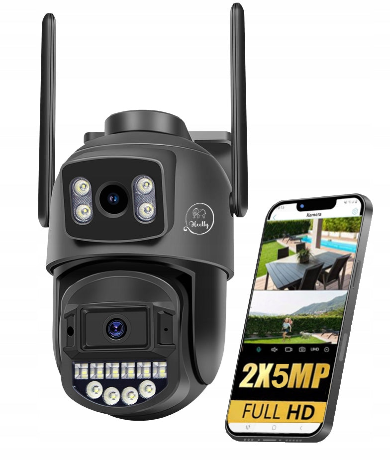 DUAL CAMERA 2X5MP ZOOM OUTDOOR ROTATING IP WIFI ALARM DETECTION FHD Packaging status original