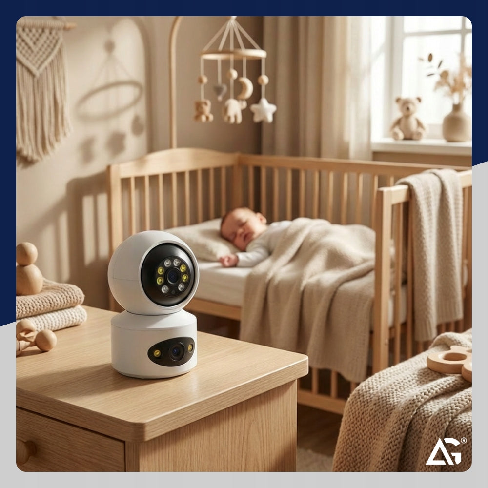 DUAL CAMERA INDOOR WIFI HOME NANNY SMART DETECTION 8MP Packaging status original