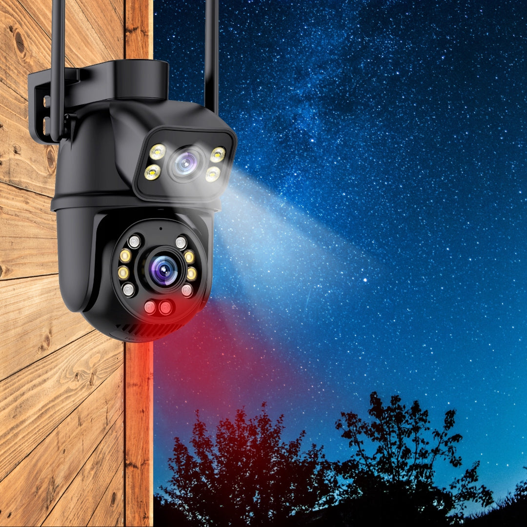 DUAL CAMERA ROTATING WIFI IP UHD AUDIO OUTDOOR 6MPX 6MP 4K DETECTION Manufacturer code podwójna kamera wifi audio Q8 aplikacja icsee