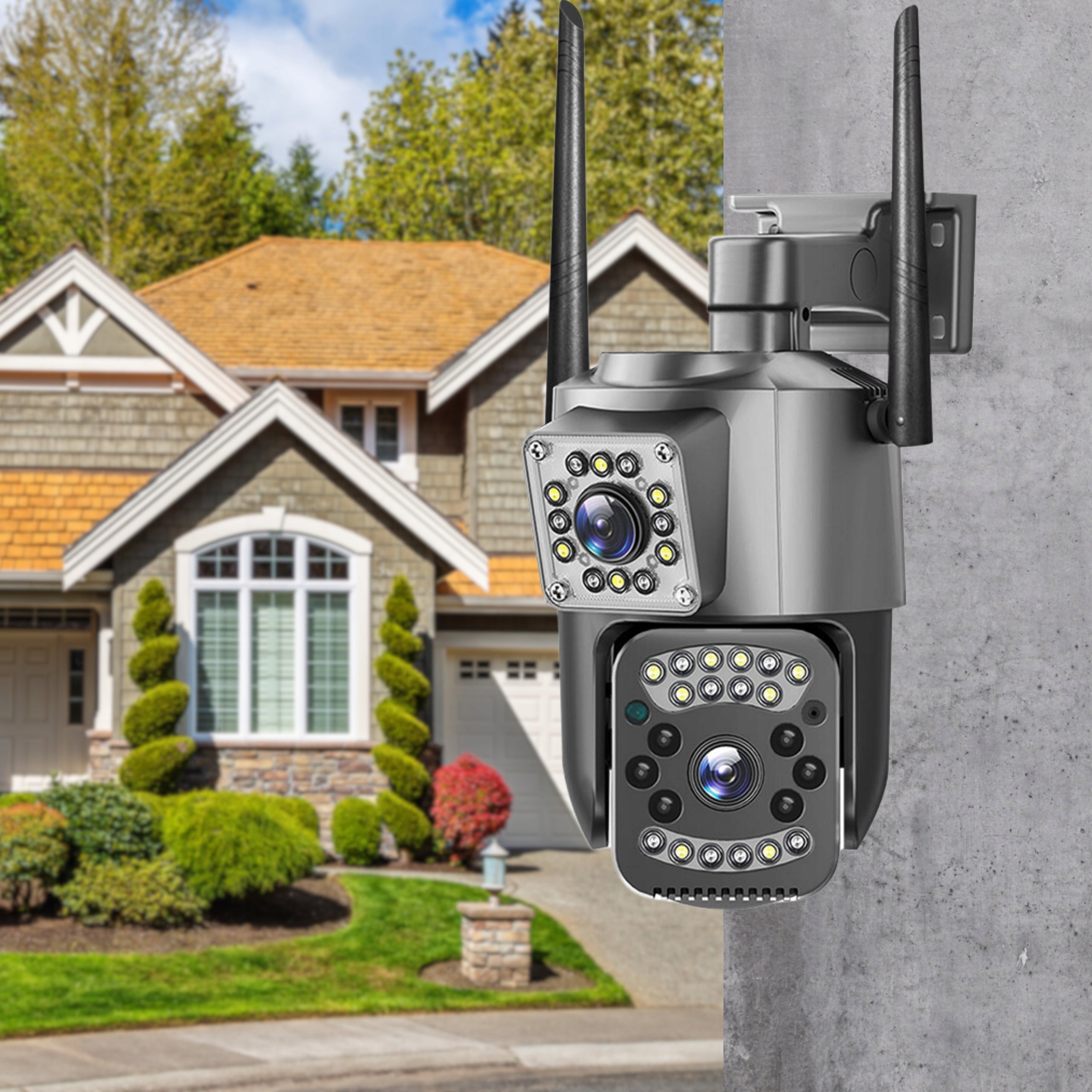 DUAL OUTDOOR WIFI CAMERA SMART IP QUADHD 4MPX APPLICATION IR DETECTION Brand Eurolook