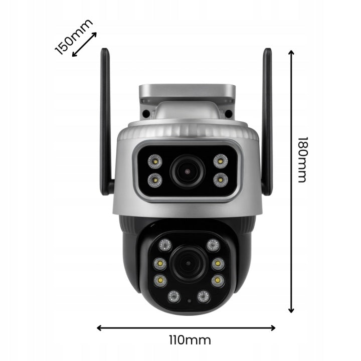DUAL Outdoor Camera Rotating 2 Lenses 8MPx 4G SIM Wireless Manufacturer code kamera na karte sim 4G 8mp zoom 2 obiektywy