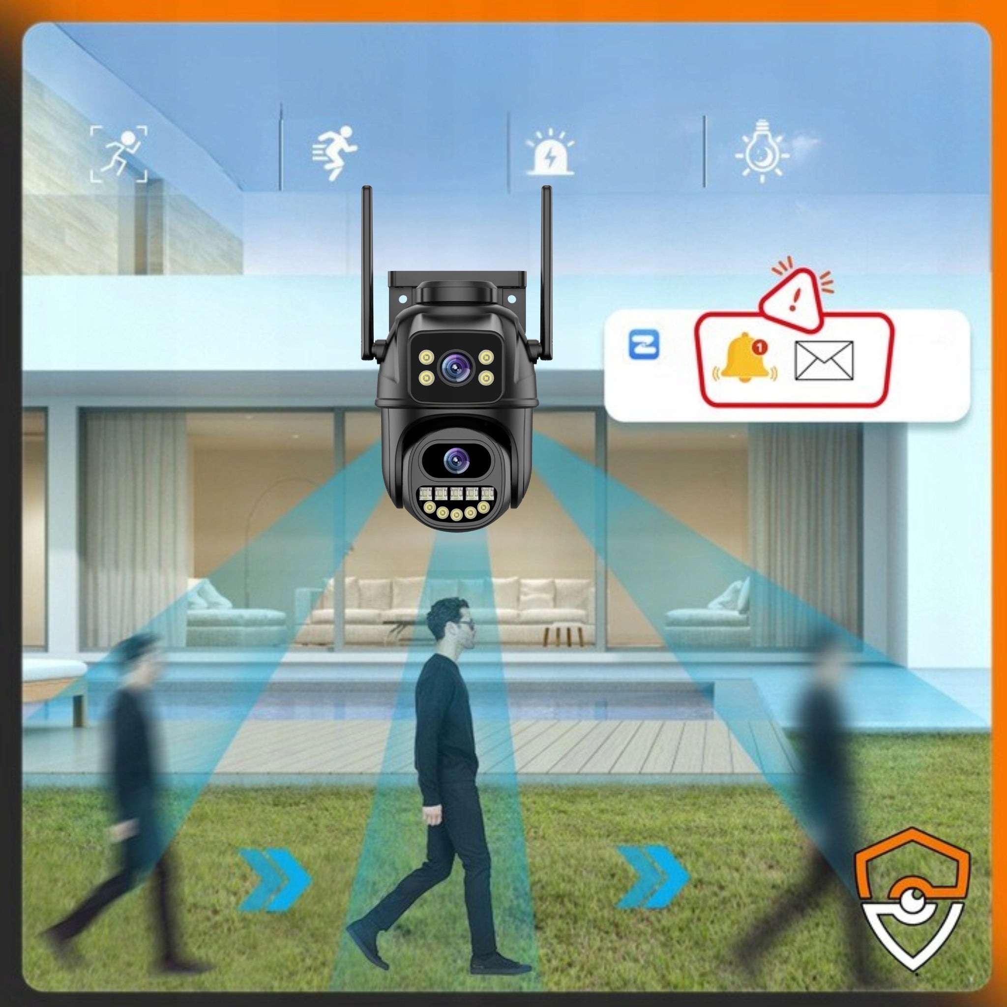 DUAL WIFI CAMERA FUNCTIONS AI OUTDOOR 4K ROTATING 10MPX ULTRA HD ZOOM Kind internal external