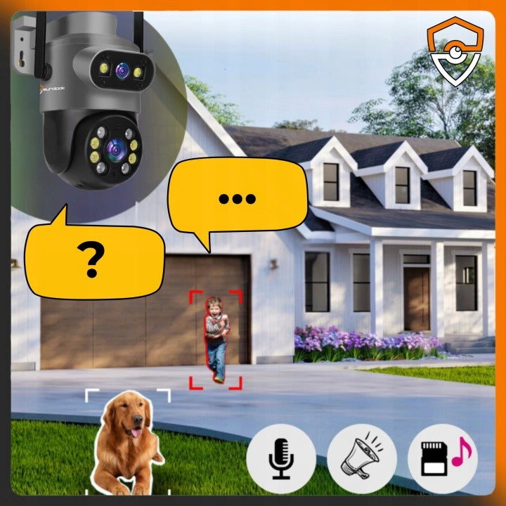 DUAL WIFI CAMERA OUTDOOR ROTATING 10MPX ULTRA HD TRACKING MICROPHONE Manufacturer code PODWÓJNA OBROTOWA ALARM 10MP PODCZERWIEŃ LED